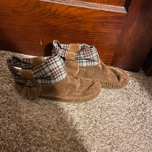 Plaid Moccasin style boots